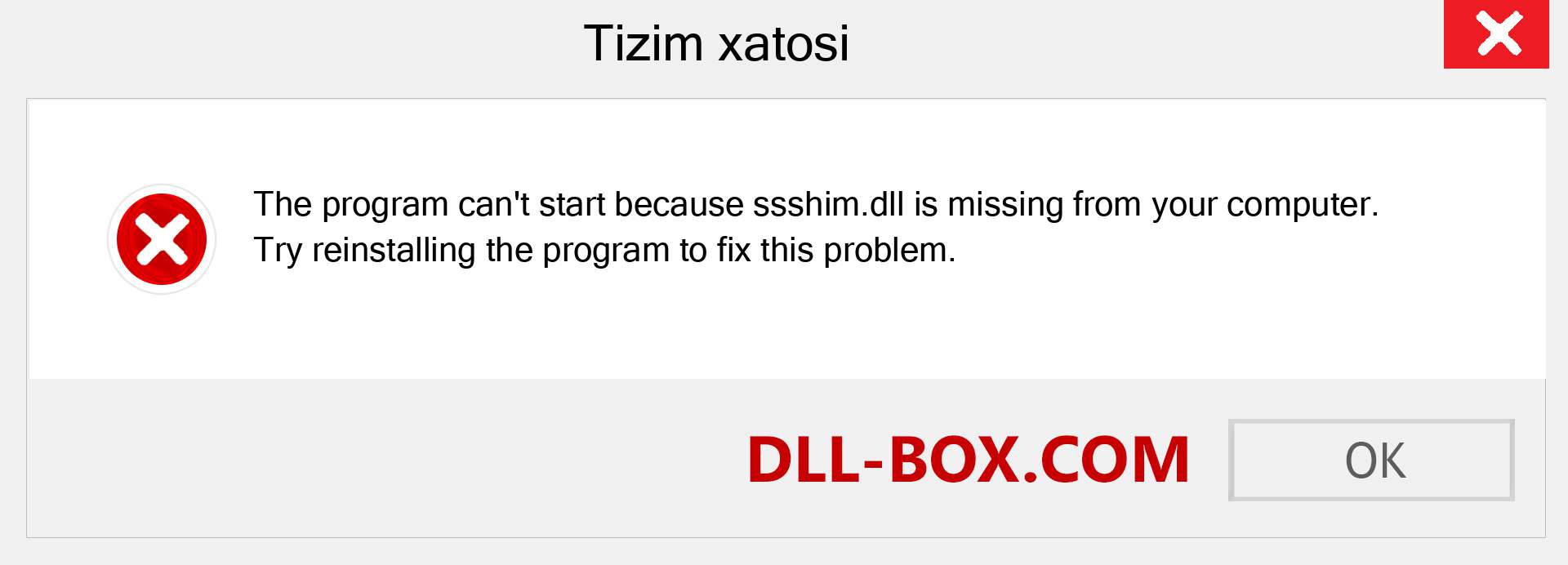 ssshim.dll fayli yo'qolganmi?. Windows 7, 8, 10 uchun yuklab olish - Windowsda ssshim dll etishmayotgan xatoni tuzating, rasmlar, rasmlar